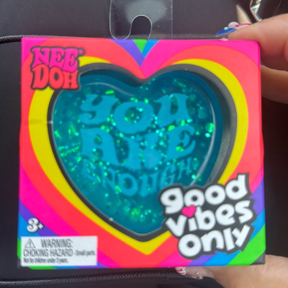 Authentic NIB Needoh heart ice cube you are enough glitter squish